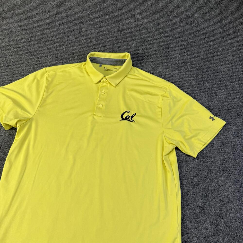California Golden Bears Polo Shirt Mens Large Yellow NCAA Football Under Armour - Picture 2 of 9